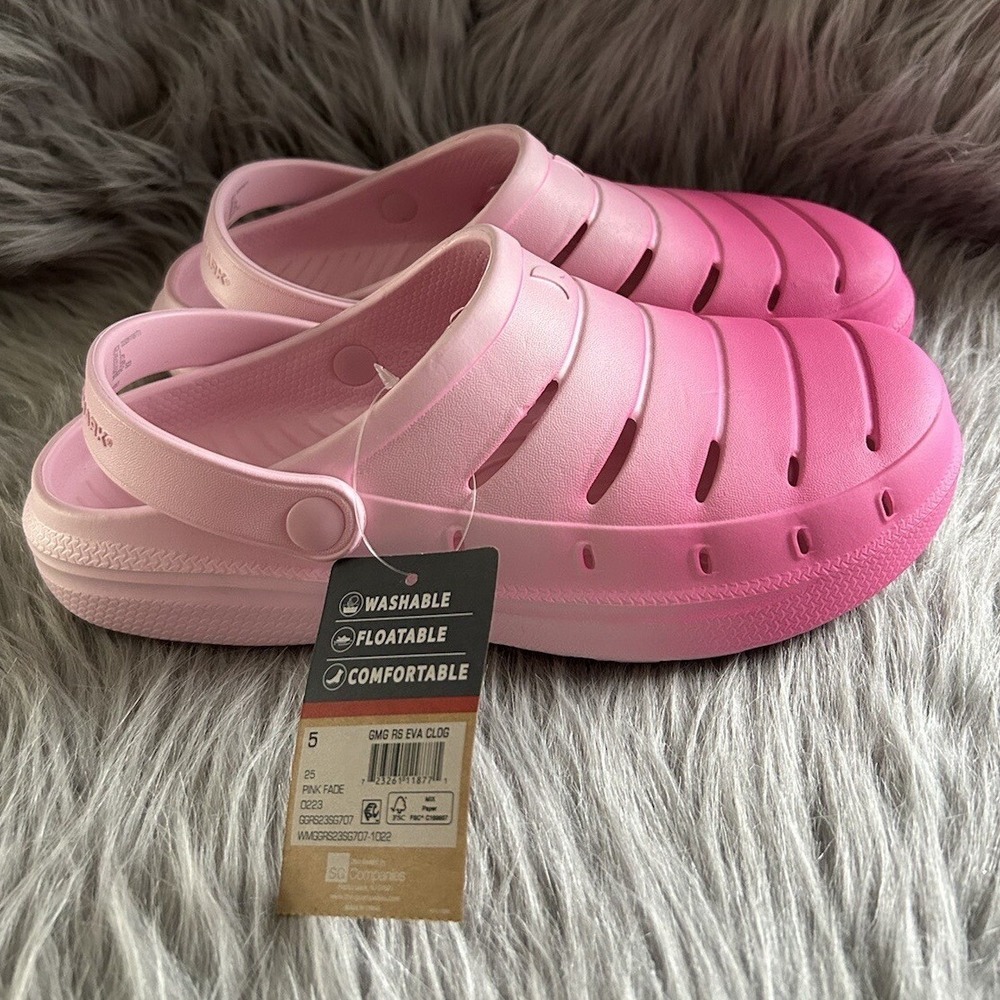 Rugged Shark Clogs Girls Size 5 Pink Ombre Slip On Floatable Water Shoes Sandals